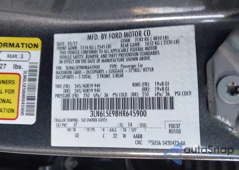 2017 Lincoln Mkz Reserve из США, поврежденный, VIN 3LN6L5E98HR645900